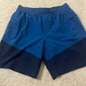 Men’s blue and navy blue lululemon shorts
